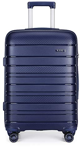 KONO Kabinentrolley 55x40x20 Leicht Kleiner Koffer Trolley Handgepäck Hartschale Rollkoffer Reisekoffer mit 4 Rollen und TSA Schloss, Polypropylen Suitcase (Dunkelblau, Koffer M)