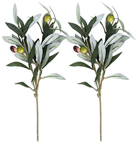 IMIKEYA 2 Stück Olivenzweige Künstliche, Grün Künstliche Olivenzweige Pflanzen Oliven Deko Früchte Zweige Fake Olivenpflanzen für zuhause Vase Hochzeit Blumenarrangement