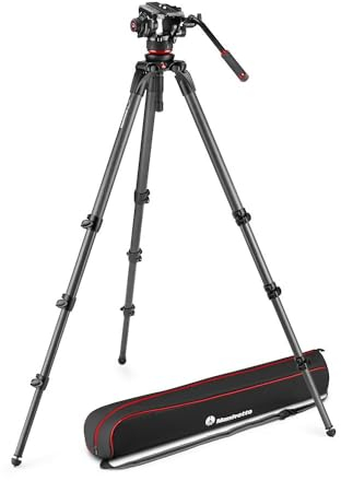 Manfrotto 504X Fluid Video Head with 536 Single Leg Carbon Tripod, Tripod and Video Head Kit, Carbon Fibre, For DSLR Digital Cameras, for Photo -Videographers, with Carrying Bag, Holds up to 12kg