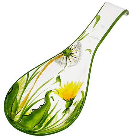 Lashuma Handgemachter Löffel Halter Keramik, Löffelablage Motiv: Pusteblume, Besteckablage 28 cm