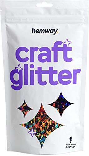 Hemway Craft Glitter - Lightning Flash Shaped 50g Black Holographic | Metallic Sequin for Resin & Epoxy Crafts | Supplies for Tumblers, Cards, Jewellery, Candle, Hair, Face, Body & Nail Art