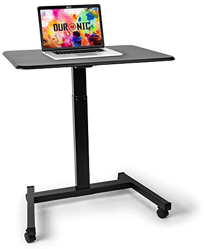 Duronic Sit-Stand Desk WPS47 | Portable Ergonomic Desk for Laptop | 80x50cm Platform | Multi-Use Video Projector Table on Wheels | Adjustable Height by Handle | 30kg Capacity | Home Office Workspace