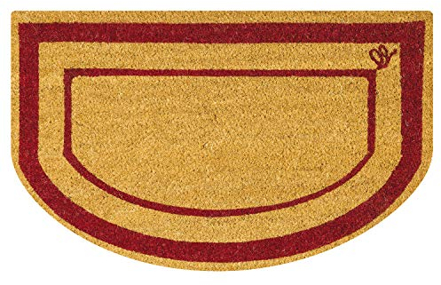 OLIVO.shop | BAIA - Zerbino cocco mezzaluna con fondo in gomma, zerbino ingresso esterno cocco, 3 colori 40x65 cm (RED)