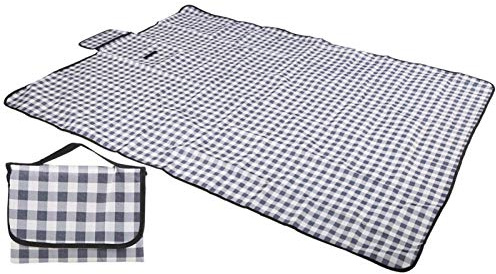 Demeras Größer Picknick Teppich wasserdichte Picknickdecke im Freien Ox Stoff Picknickunterlage Feuchtigkeitsbeständiger,verdickter Strand für Campingwanderungen(Blau Weißs)
