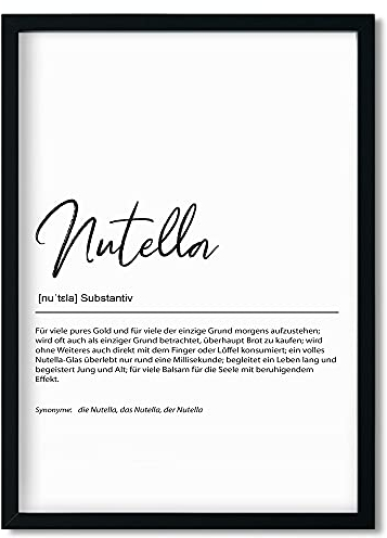 Urhome Kunstdruck Definition Nutella ohne Bilderrahmen in DIN A3 - Worterklärung wie im Duden Lexikon Wandbild Wanddeko mit Spruch für Wohnung Familie Freunde Geschenk