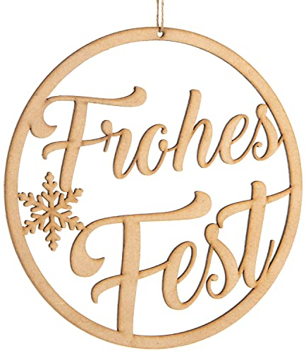 Logbuch-Verlag weihnachtlicher Türkranz aus Holz Frohes Fest ø 24 cm - Weihnachtsdeko zum Aufhängen Türschmuck