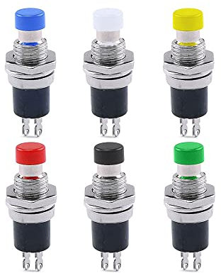 6 PZ 7mm Thread 2 Pin Mini Mini Pulsante Minomario Interruttore Normalmente chiuso-aperto Premere il reset Switch momentary,Mixed color,Press on-NO