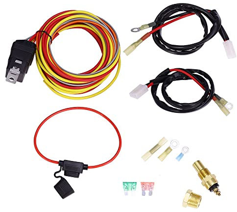 CENPEK Dual Electric Cooling Fan Wire Harness Kit 185 On 165 Off Thermostat 50 AMP Relay