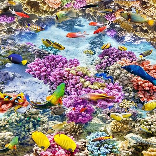 3D Peinture Au Sol Salon Chambre Salle De Bain Salle De Bains Personnalisée 3D Plancher Usure Antidérapant Mural Papier Peint Monde Sous-Marin Couleur Corail 3D Carreaux De Sol Peintures Murales, 15