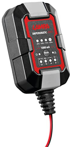 Lampa 91730 Amperomatic Bike, caricabatteria intelligente e mantenitore di carica per moto e auto, 6/12V - 1A