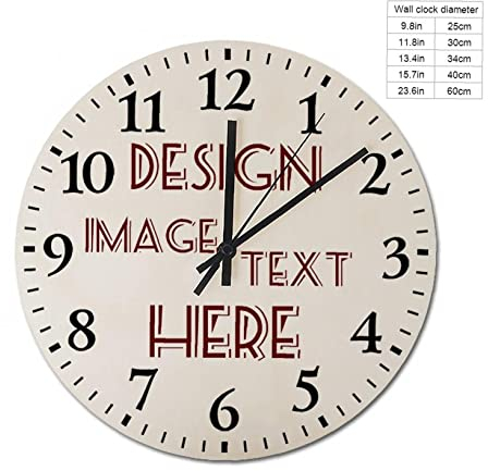 Naispanda Personalisierte Hölzerne Runde Uhr, Personalisierte Wanduhr mit Bild, Foto-Holzuhr, Tickendes Geräuschloses Holz-Hängeuhren für Wohnzimmer, Schlafzimmer, Küche