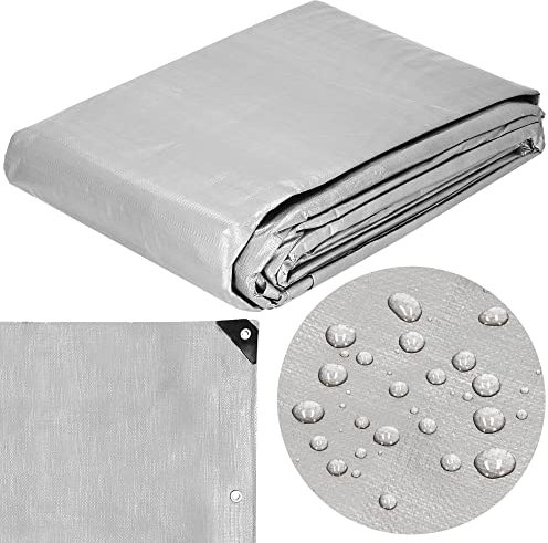 Springos - Bâche de protection en tissu imperméable - 3 x 5 m - Avec œillets renforcés - PE 210 g/m² - Pour camping