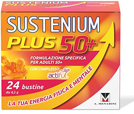 Sustenium Plus 50+ - Integratore energizzante adulti 50+ con complesso antiossidante ACTIFUL, vitamine e minerali. Per la tua energia fisica e mentale. Confezione da 24 bustine