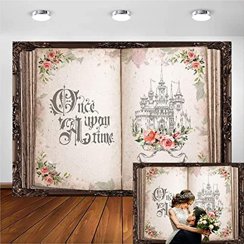 Avezano Floral Fairy Tale Books Hintergrund für Prinzessin Geburtstag Party Once Upon a Time Old Castle Hintergrund Romantische Hochzeit Geburtstag Party Dekorationen Zauberbuch Hintergrund Banner