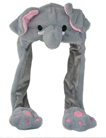 JOYHY Kids Adults Plush Ear Moving Ear Flap Hat with Paw Elephant3