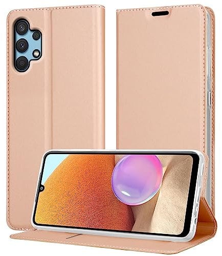 Cadorabo Hülle kompatibel mit Samsung Galaxy A32 4G in Classy ROSÉ Gold - Schutzhülle mit Magnetverschluss, Standfunktion und Kartenfach