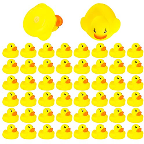 VEYLIN Rubber Ducky, 50pcs Rubber Duckys Bath Toy for Kids Float and Squeak Mini Yellow Ducks Bathtub Toys for Shower