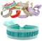 LS-LebenStil Exklusives Statement Armband Quasten besticktes Boho Canvas Webarmband (Make it Happen/Türkis Blau)