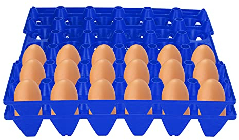5 Uds. De Cajas De Huevos, Contenedores De Almacenamiento De Huevos, Gran Capacidad, Soporte De Huevos Apilable De 30 Celdas, Pisos De Plástico Para Almacenamiento Y Transporte De Huevos(Azul)