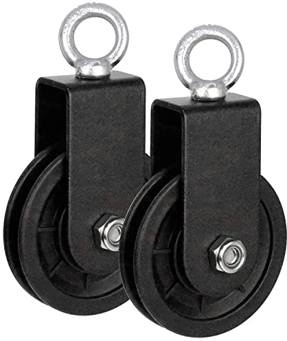 2PCS 90mm Seilrolle mit U Haltebügel, Block Umlenkrollen für Seile,360° Kabel Pulley für Schaukelzubehör, Wäscheleine, Latzug, Latzugstange, Seilzug Fitness