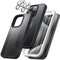 JETech 5 in 1 Cover Opaca per iPhone 15 Pro 6,1 Pollici con 2 Vetro Temperato Pellicola Protettiva e 2 Lente Fotocamera Protezione, Traslucida Retro Antiurto (Nero)