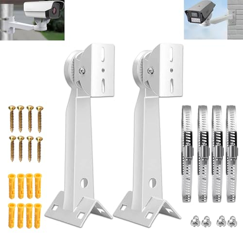 E-HORDE 2 Stück Universal-Halterung für Überwachungskamera, vertikale Ecke, verstellbare Aluminium-Legierung, Wandhalterung, mit 2 Installationsmethoden für Innen- und Außenbereich