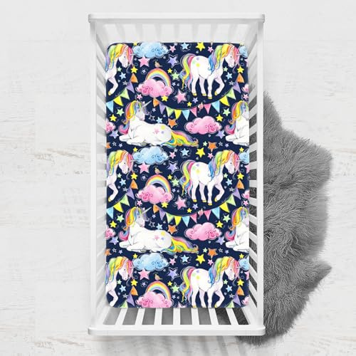 Odot Spannbettlaken für Kinderbett, Einhorn Druck Kinderwagen Matratzenbezug, Weiche Babybett Spannbetttuch Stubenwagen Bezug, Beistellbett Spannbettlaken (45x90 cm,Stern)