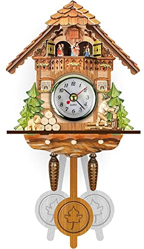 Asudaro Kuckucksuhr Geschnitzt Quarz Uhr Kuckuckuhr Vintage Kuckuck Wanduhr Vogelhaus Uhr Wanddekoration Modern Pendeluhr für Haus Schlafzimmer Wohnzimmer Büro Typ 03