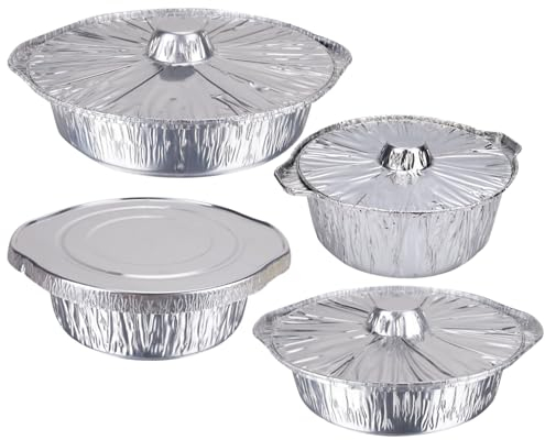 Blogiiup Pentole USA e Getta 4pcs, 1,1/2.1/3.1/3.8L pentole di Alluminio con coperchi, pentole in Alluminio in Alluminio Resistenti al Calore/Resistenti a Freddo con Cottura alla griglia del Forno