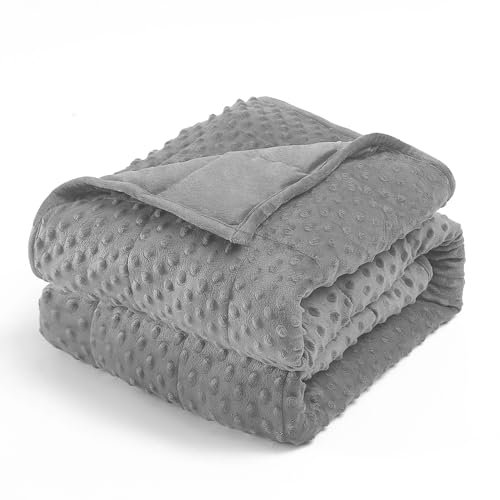 Wemore Minky Dot gewichtete Decke für Erwachsene, Doppelgröße, 6,8 kg, weiche, gemütliche, schwere Decke für Stressabbau und Schlafförderung, atmungsaktive Decke für alle Jahreszeiten mit Glasperlen,