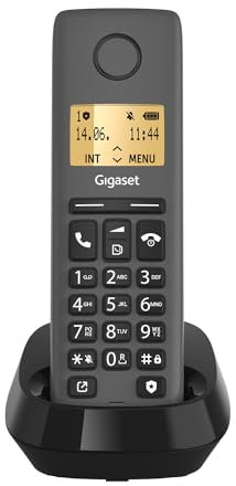 Gigaset PURE 120 - DECT Cordless Phone with do not disturb function - Illuminated Display - Hearing Aid Compatible, Charcoal Black [UK Version]