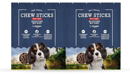 by Amazon Snack per Cani - Bastoncini da Masticare con Manzo, 8x11g (88g)