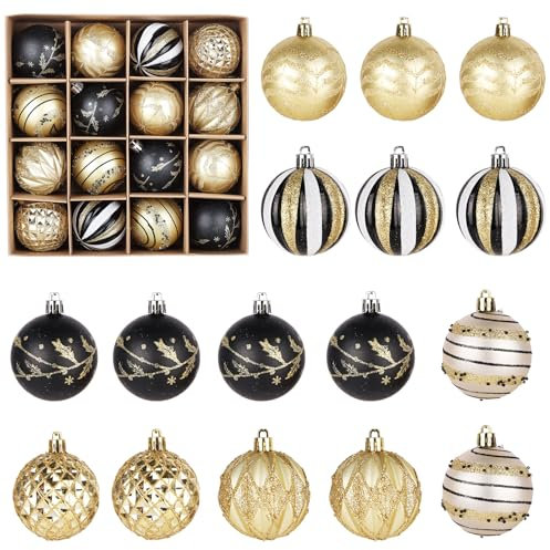 16PCS Christmas Balls,6cm/2.35 Christmas Ball Ornaments,Shatterproof Plastic Christmas Tree Balls Decorations Xmas Tree Hanging Decor Red Ornaments for Multi-Styles Christmas Decoration
