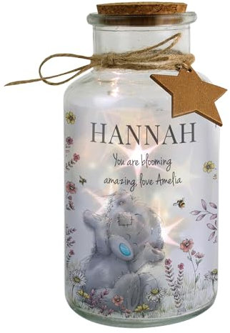 Personalised LED Glass Jar. Me Teddy Floral Light