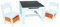 simpa Children's Wooden Desk & Set of 2 Storage Drawer Chairs: White Finish.