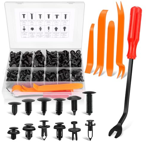 EINESIN Kit 240PCS Fermagli a Pressione Auto - Clip Plastica Multitaglia per Porte/Pannelli/Parafanghi