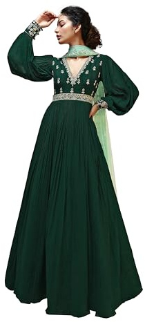 TRENDMALLS Damen Georgette-Stickerei Anarkali Kurta Hose Set mit Dupatta