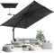 Hotime 3x3m Sombrilla de Patio Exterior Descentrada de Aluminio, Ajustable en 5 Alturas, Tela Impermeable y Protectora UV, Ideal para Piscina, Terraza y Uso Comercial, Gris