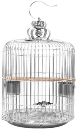 NESPIQ Vogelvoliere Vogelkäfig Vogelkäfige, Rund, Aus Metall, Vogelkäfig Aus Edelstahl, Großer Vogelhäuschenträger Für Den Hausgarten Vogelhaus Papageienkäfig(34cm)