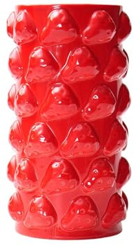 F Fityle Vase en Porcelaine pour Fleurs, Accessoire de Bureau, Contenant pour Plantes, Vase à Fruits pour Table, Rouge Fraise