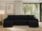MKS MEBLE Sofa mit Schlaffunktion - Ecksofa mit Schlaffunktion und Bettkasten - Sofa 3 4 5 Sitzer - Schlafsofa - Couch - Schlafsofa mit Bettkasten - Kirasso U -Schwarz Boucle