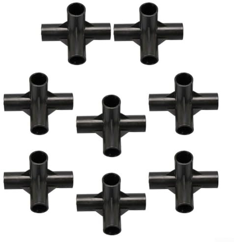 Lot de 8 raccords de tuyau, raccords de tuyau polyvalents à 4 voies en PVC, parfaits pour le support de plantes (16 mm)