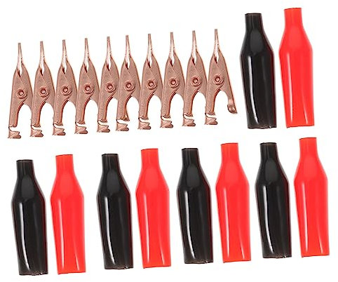 Mikikit 10stücke Metallkrokodilklemme Aus Kupfer Und Edelstahl Für Elektrische Tests Leicht Zu Crimpen Kleten Kompatibel Mit Drähten Und Steckern