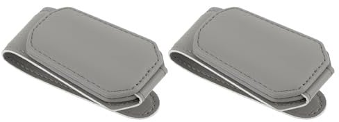 Grevosea 2 Pack Sunglass Holder for Car Sun Visor Organizer Magnetic Sunglasses Clip Leather Glasses Holder Eyeglass Hanger Auto Interior Accessories Universal for Car SUV Truck (Grey)