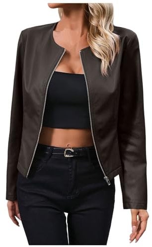Giacca in Pelle Pu da Donna, Cappotto in Pu da Donna, Chiodo Giacca in Ecopelle Borchiata Giacchetta Casual Biker Motociclista Leggera Nera Comoda Giubbotto Moto Estivo Giacca Corta Donna Giubbotto