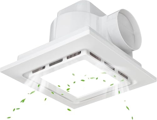 veco chajor Abluftventilator für Badezimmer 300mm Badlüfter mit LED Licht, Montageöffnung 300mm 12IN, 130 CFM, ultra-leiser 1,0-Sone-Abluftventilator mit 1500 lm, 6000 K Licht