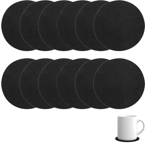 12 PCS Felt Coasters, Round Mugs Coasters Set for Drinks Coffee Pads Beer Bar Mat, Table Protector Table Mats, 10 * 10 * 0.3cm/Black