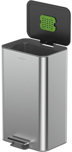 EverGrove 40L Stainless Steel Kitchen Bin, Soft-Close, Brushed Silver