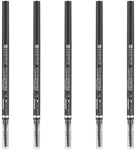 essence micro precise brow pencil, Augenbrauenstift, Nr. 08, Braun, langanhaltend, definierend, natürlich, vegan, wasserfest, ohne Mikroplastikpartikel, ohne Parabene, 5er Pack (5x0.05g)