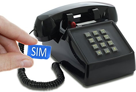 Opis PushMeFon Mobile: Retro GSM SIM Desk Phone - the Desktop Mobile Telephone with Simcard that replaces a landline in Black